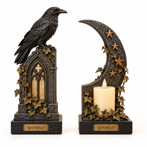 QAVRILO™ Midnight Raven Library Bookends