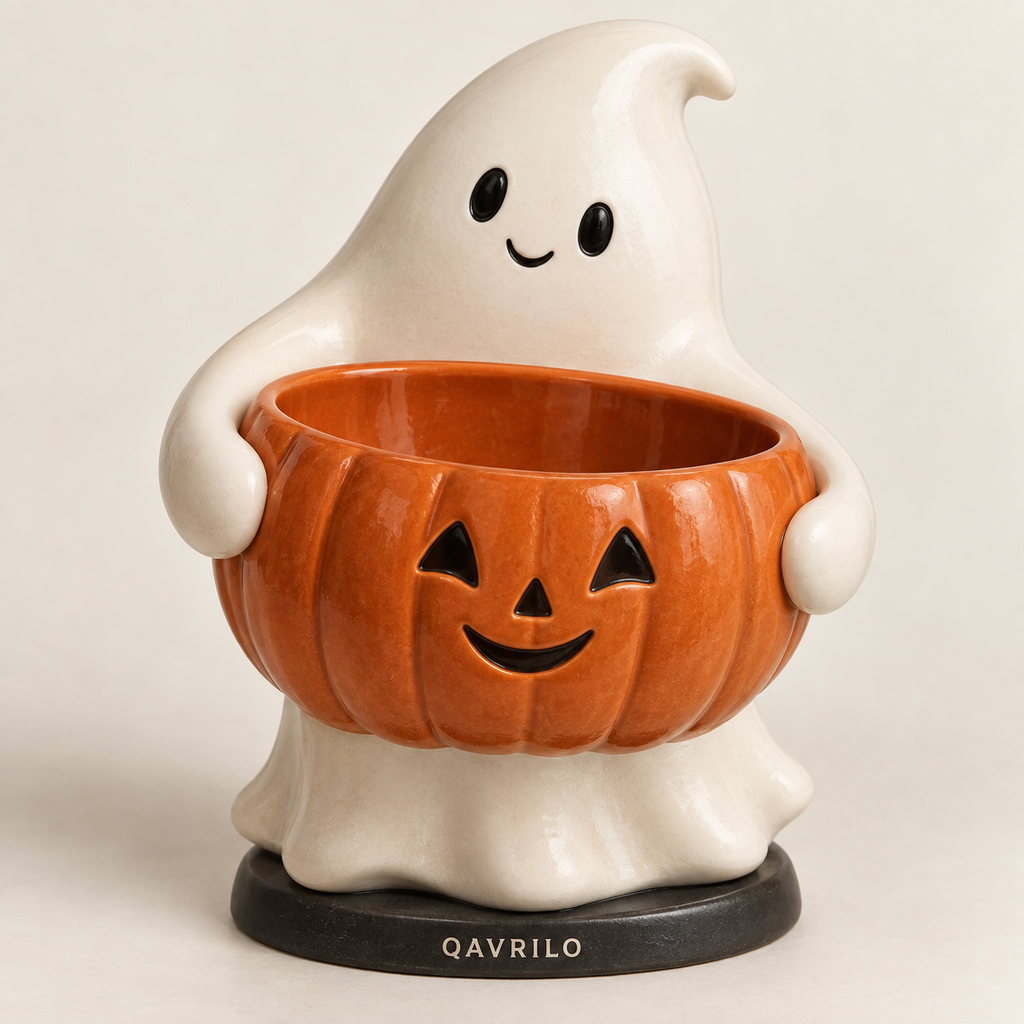 QAVRILO Ghost & Pumpkin Candy Bowl