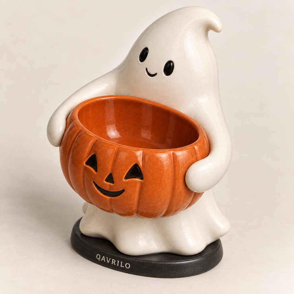 QAVRILO Ghost & Pumpkin Candy Bowl